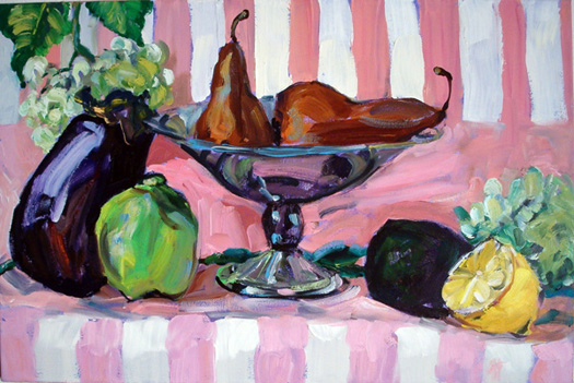 leah bradley eggplant still life oil painting